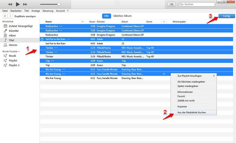 iTunes Duplikate löschen